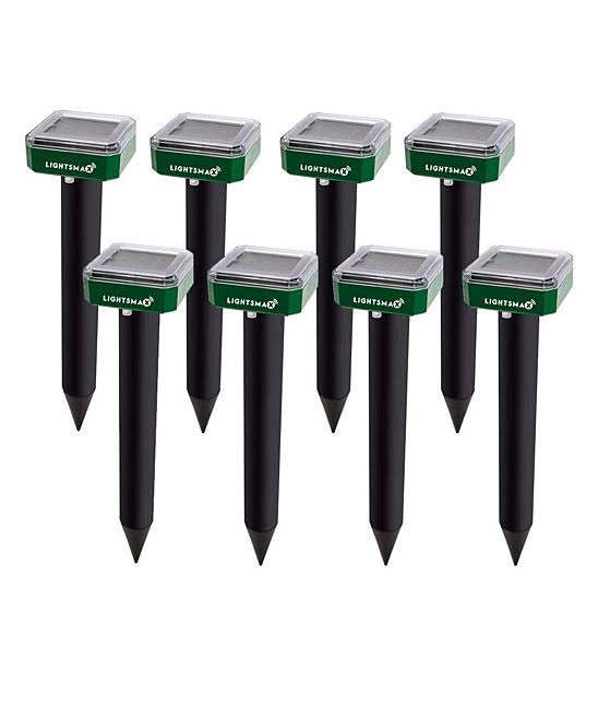 Black u0026 Green Solar Mole-Repellent Stake Set of Eight N61597