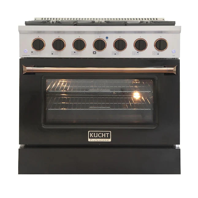 36 In. 5.2 cu ft. Natural Gas Range with Black Door and Gold Accents O887