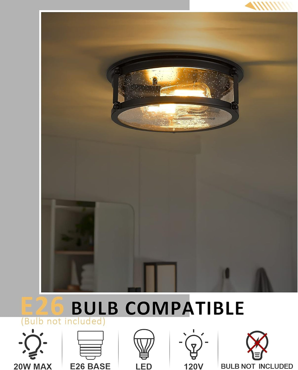 Matte Black 2-Light Metal Cage Ceiling Light Q262
