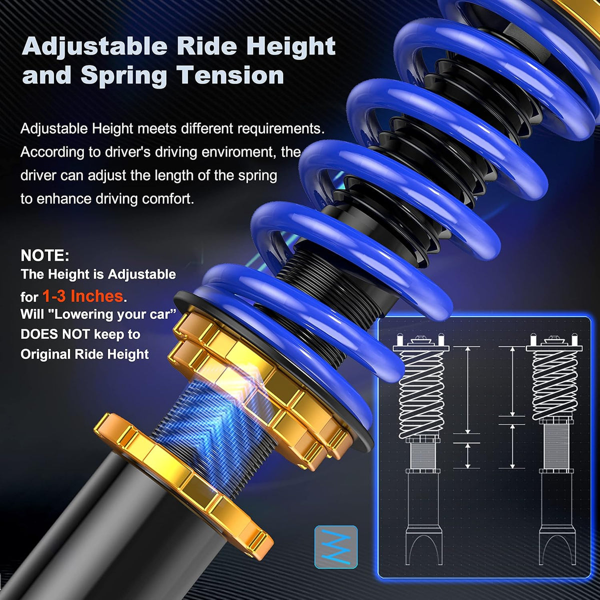 Set of 4 Coilovers Struts for Honda Civic H6976