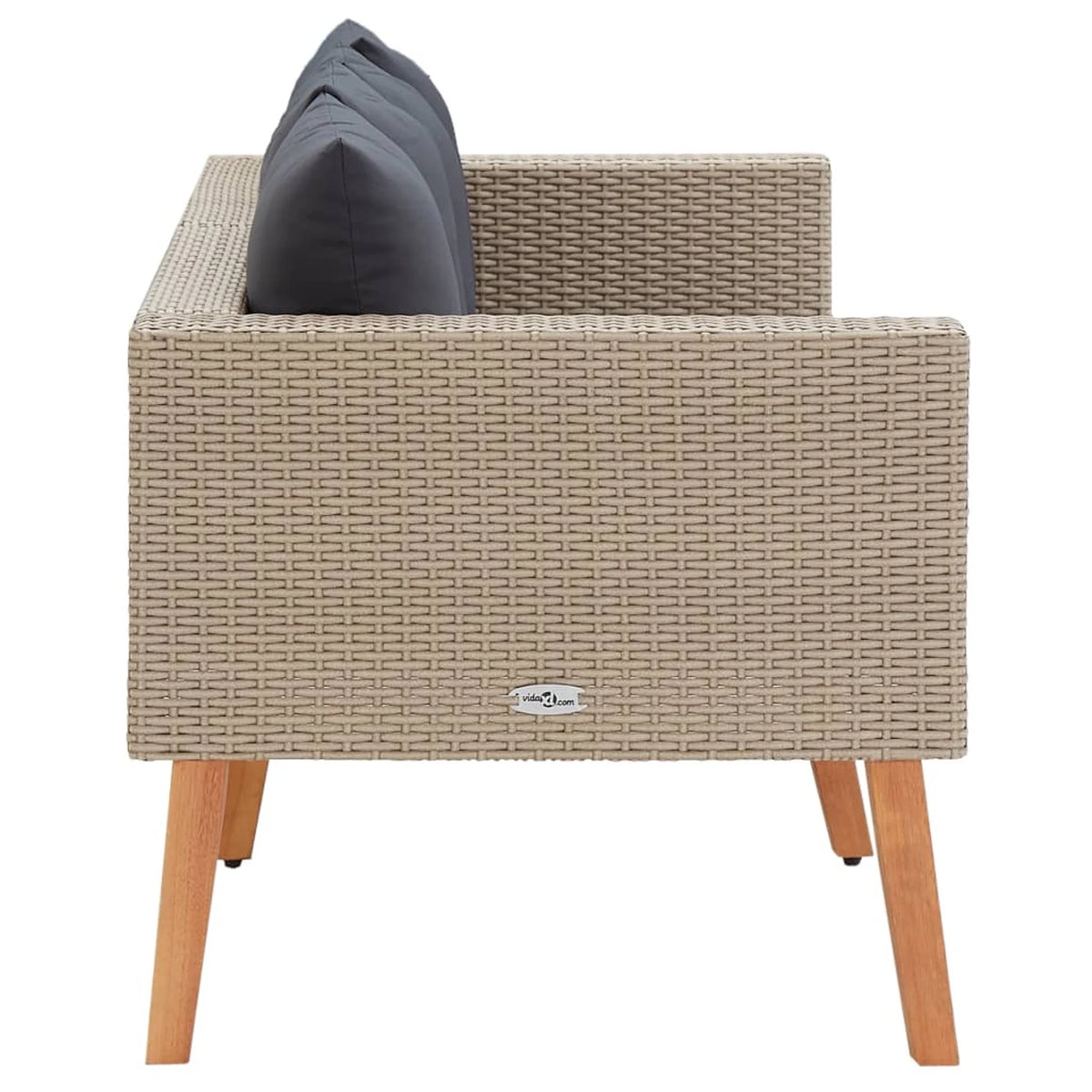 Beige Poly Rattan 2-Seater Patio Sofa with Cushions Z24475