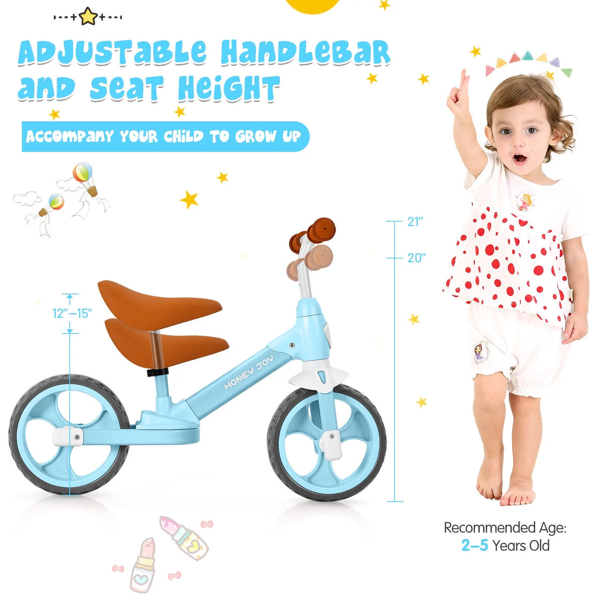 Blue No-Pedal Toddler Balance Bike A584