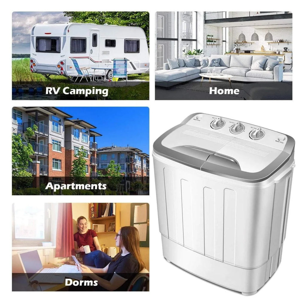 Compact Mini Washer Machine with 8 lbs Washing and 5 lbs Spin Dryer W6244