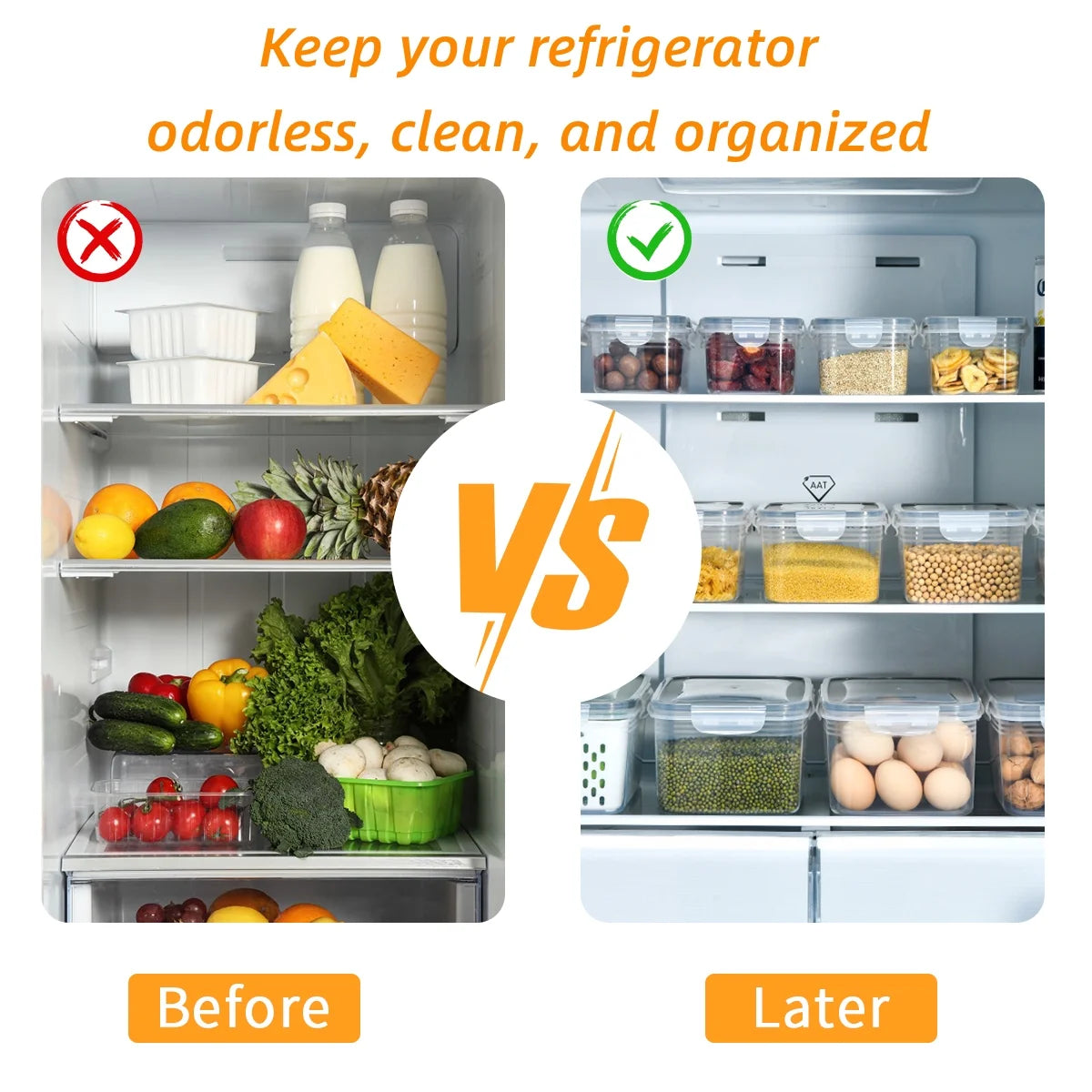 3 Pack Refrigerator Organizer Food Containers with Lids and Drain Colanders B597448