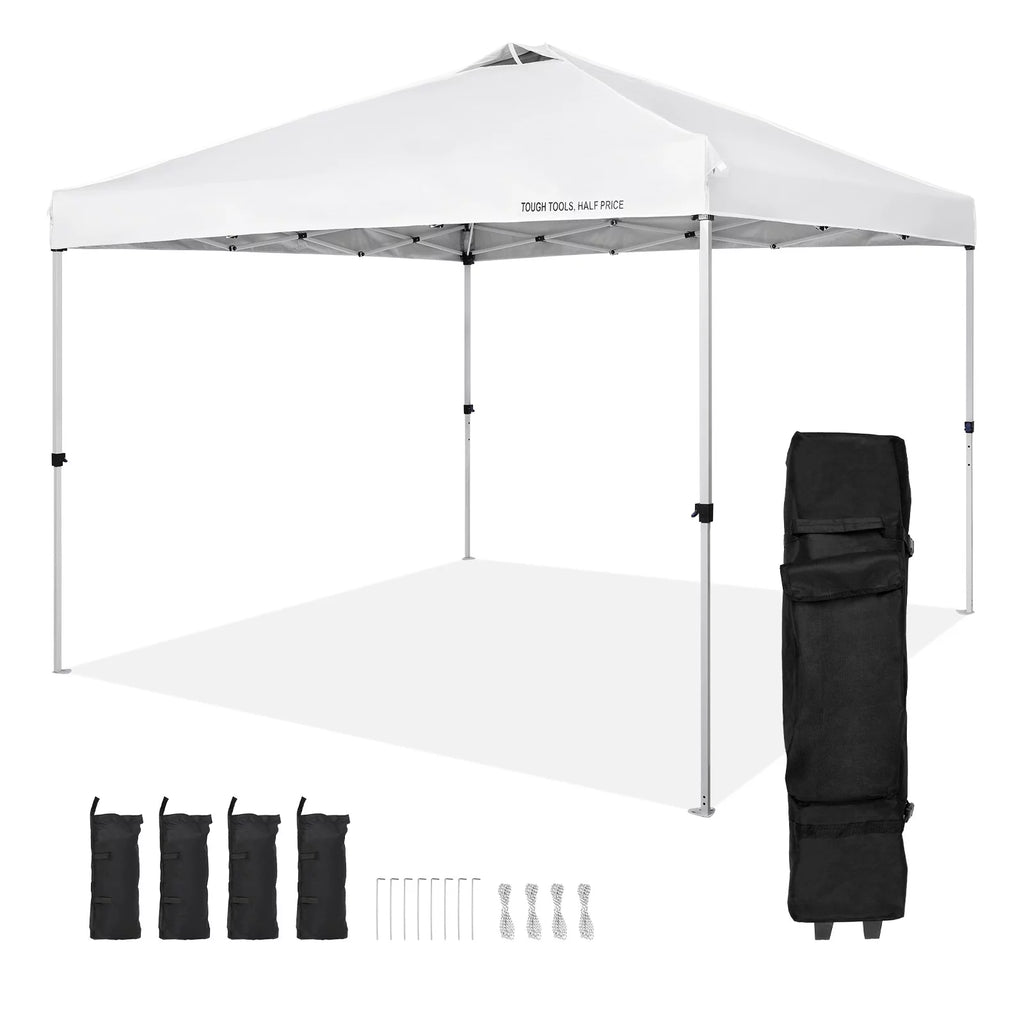 10 x 10 ft Pop Up Canopy Tent with Roller Bag and 4 Sandbags F443263