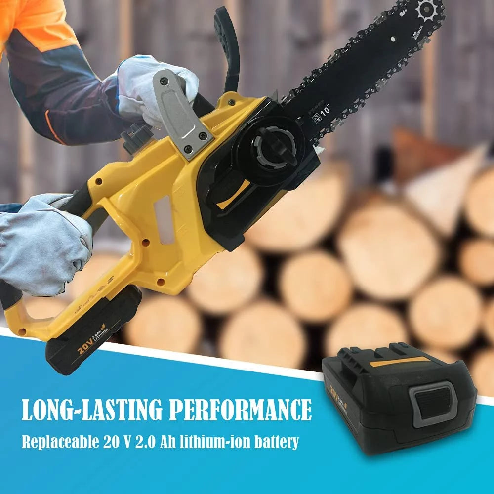 Cordless Chainsaw, 10-inch Brushless Chain Saw with 20V Rechargeable Batteries and Charger I9336