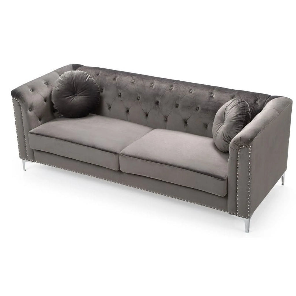 Dark Gray Velvet Sofa and Loveseat 2-Piece Set S336