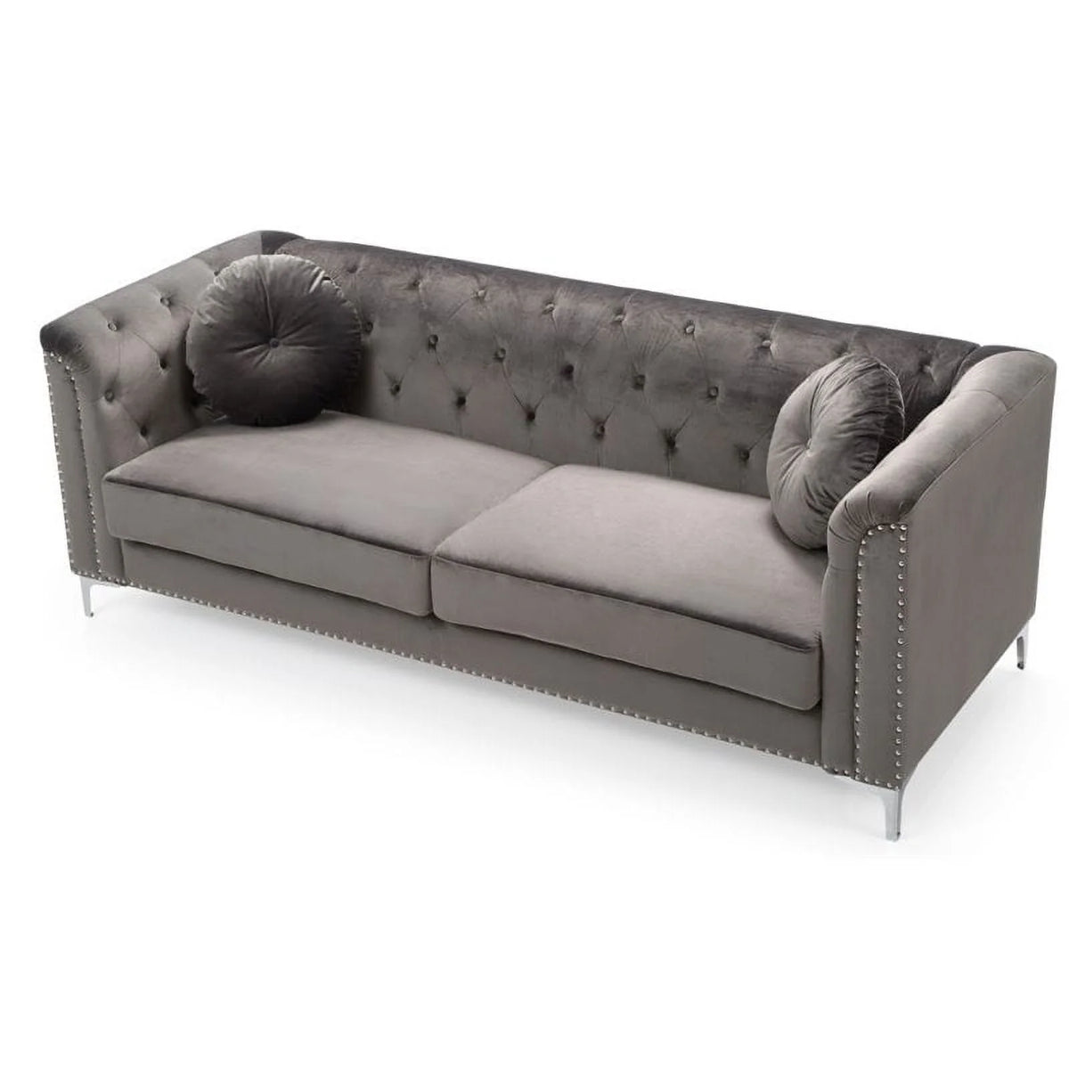 Dark Gray Velvet Sofa and Loveseat 2-Piece Set S336