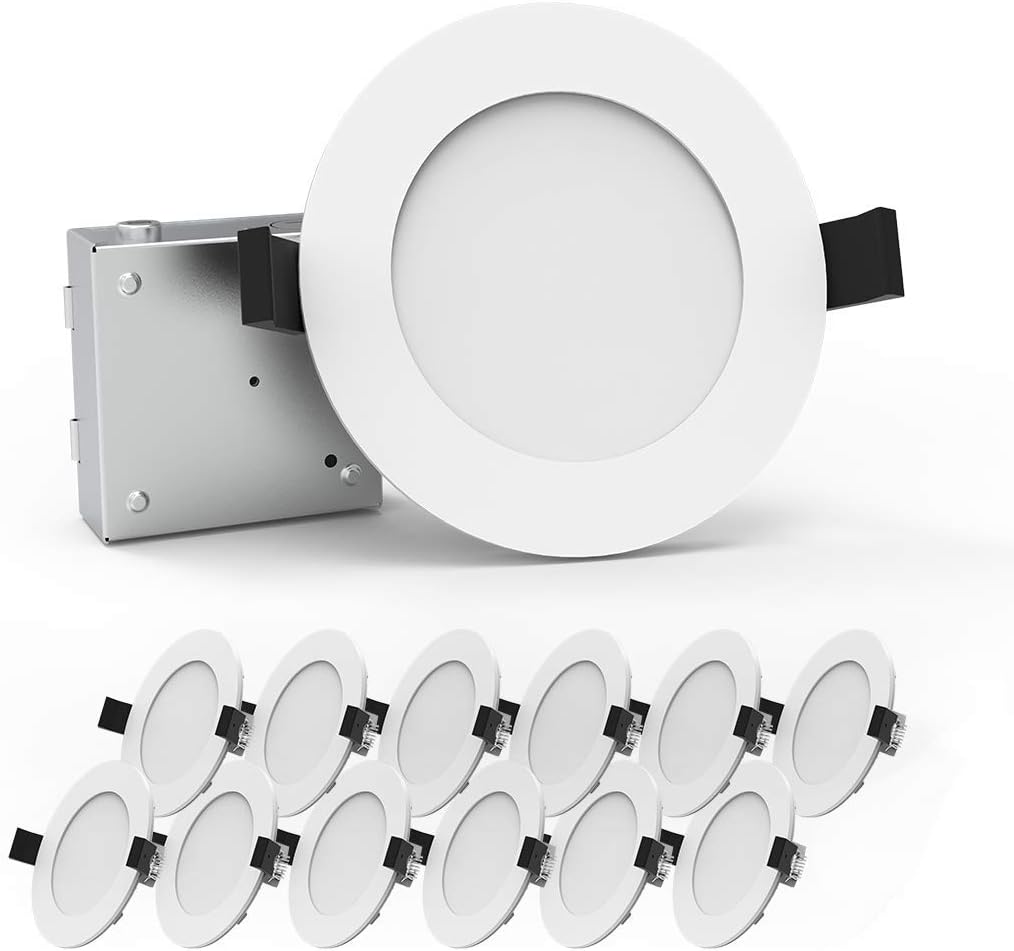 12Pack 6 Inch 12W 80W Eqv 800 Lm Dimmable Ultra Thin LED Recessed Lighting (5000K) O683