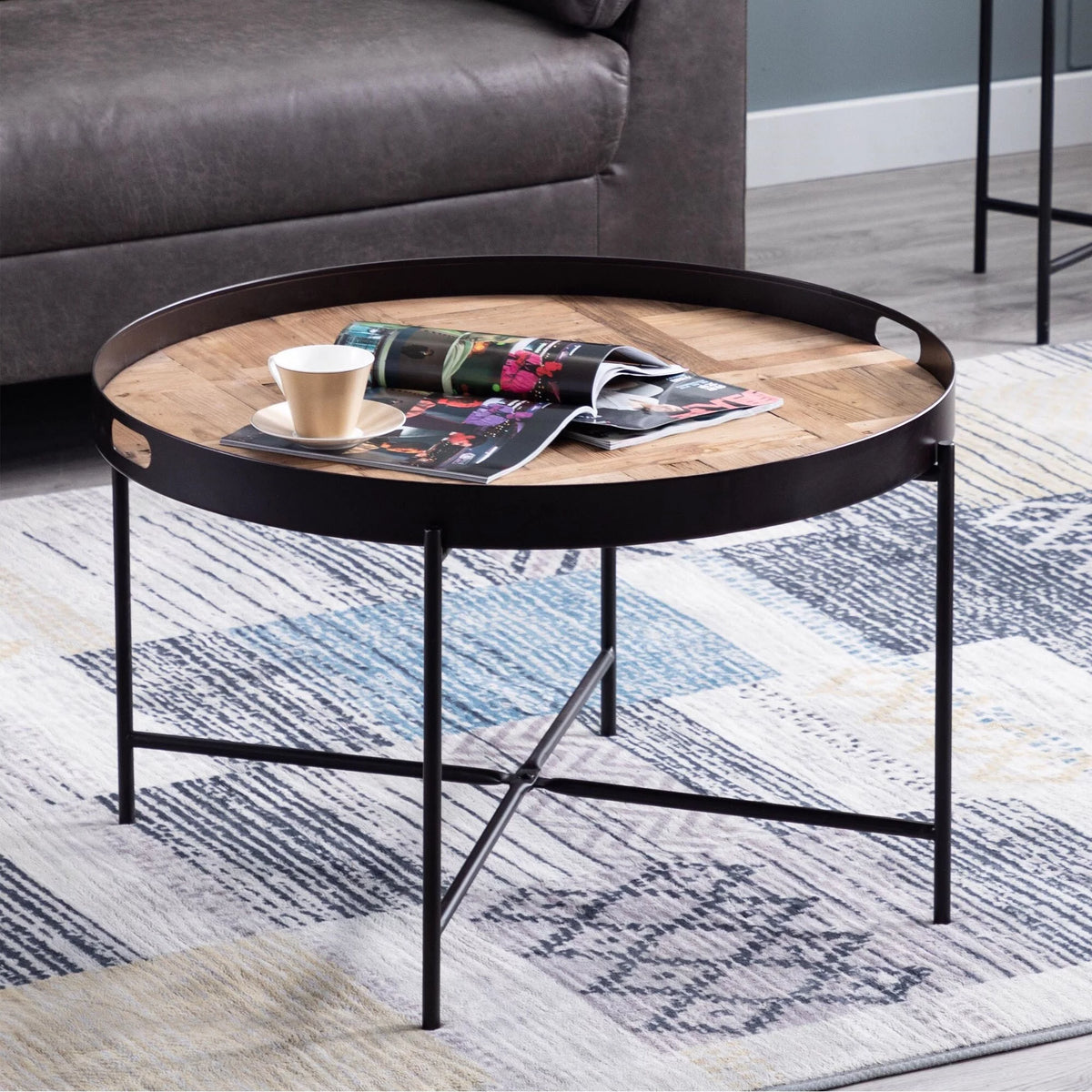 Reclaimed Fir & Metal Coffee Table V9654