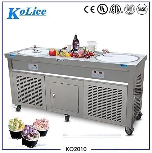 22" Double Round Pans Fried Ice Cream Machine with 10 Refrigerated Tanks J43544