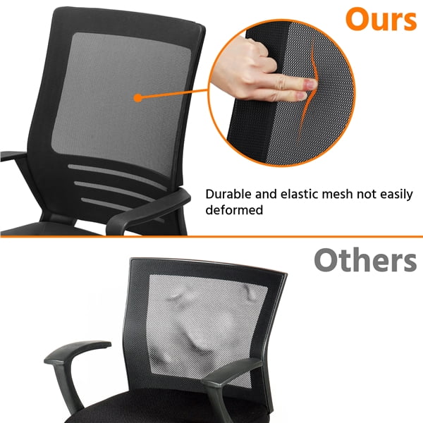 Adjustable Midback Ergonomic Mesh Swivel Office Chair with Lumbar Support, Brown Seat R139