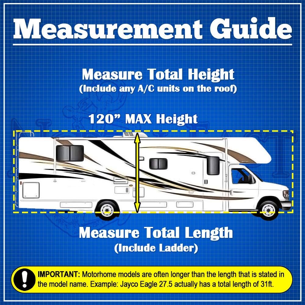 Waterproof RV Fifth Wheel Cover Fits Length 35'-40' with Zippered Panels J859359