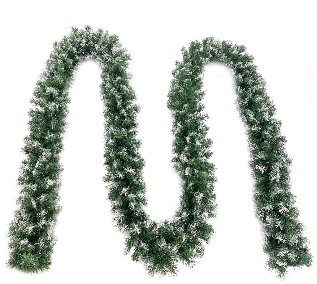 18ft Snow Flocked Christmas Garland with 50 LED Lights and Timer D710