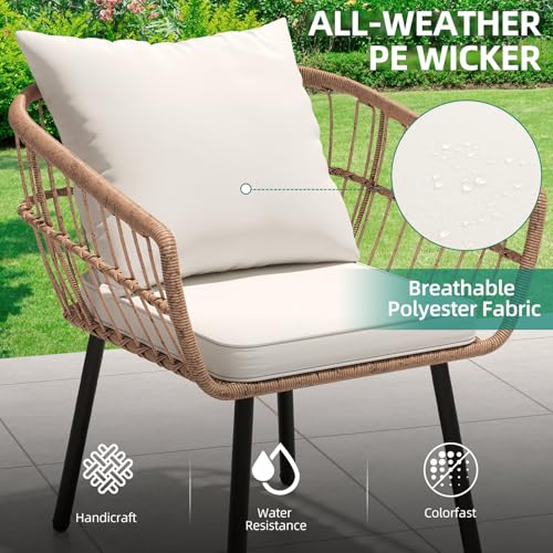 3 Piece Wicker Bistro Set with Cushions I782