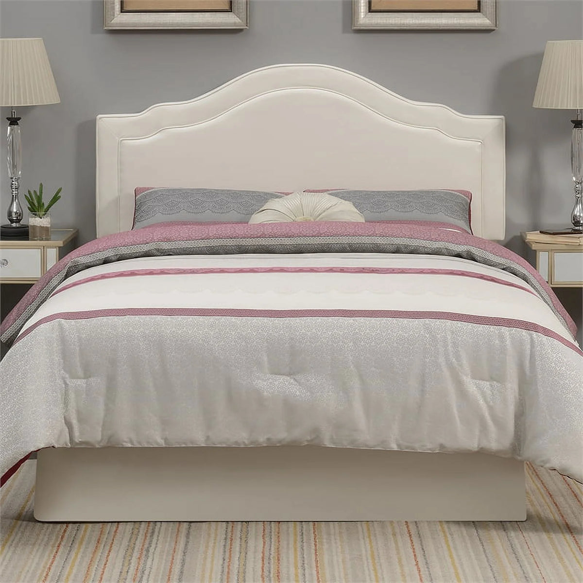 Cream Faux Leather Queen Headboard Y6608
