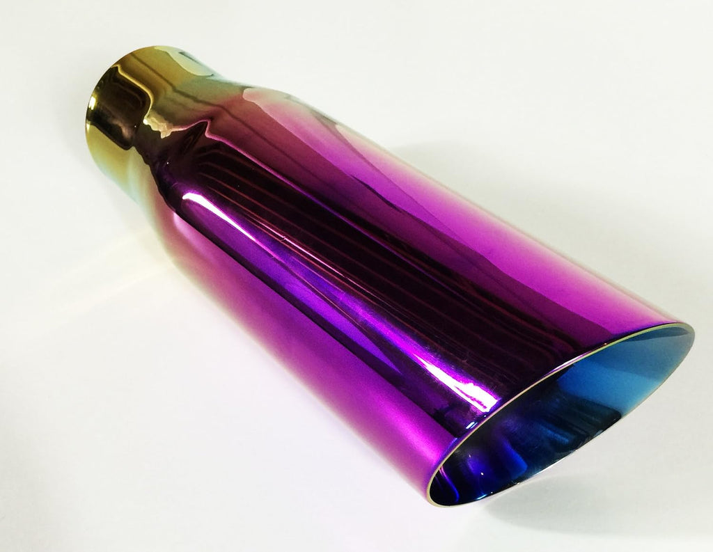 Exhaust Tip 4.00" OD 3.00" ID X 12.00" Long 3.00" Inlet Double Wall Stainless Steel Burned Color Purple Pack of 2 J661