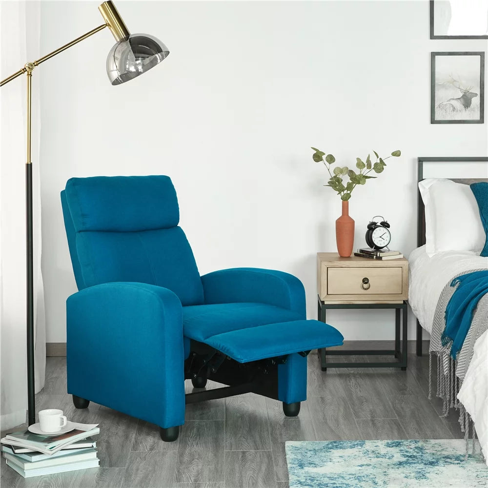 Adjustable Fabric Recliner with Footrest, Set of 2, Teal Y662