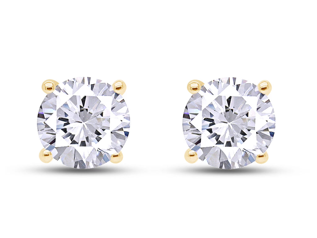 4.5MM Round Cut Lab Created Moissanite Screw Back Stud Earrings In 18K Yellow Gold Over Sterling Silver U827