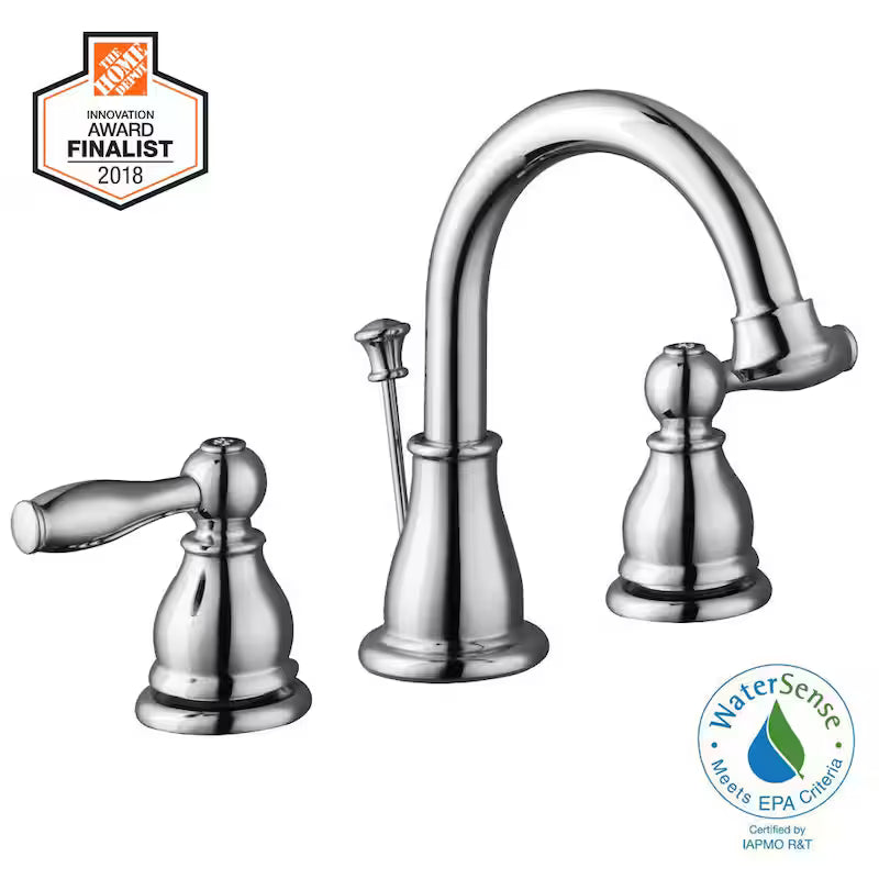 8 in. Widespread Double-Handle High-Arc Bathroom Faucet in Polished Chrome V191446