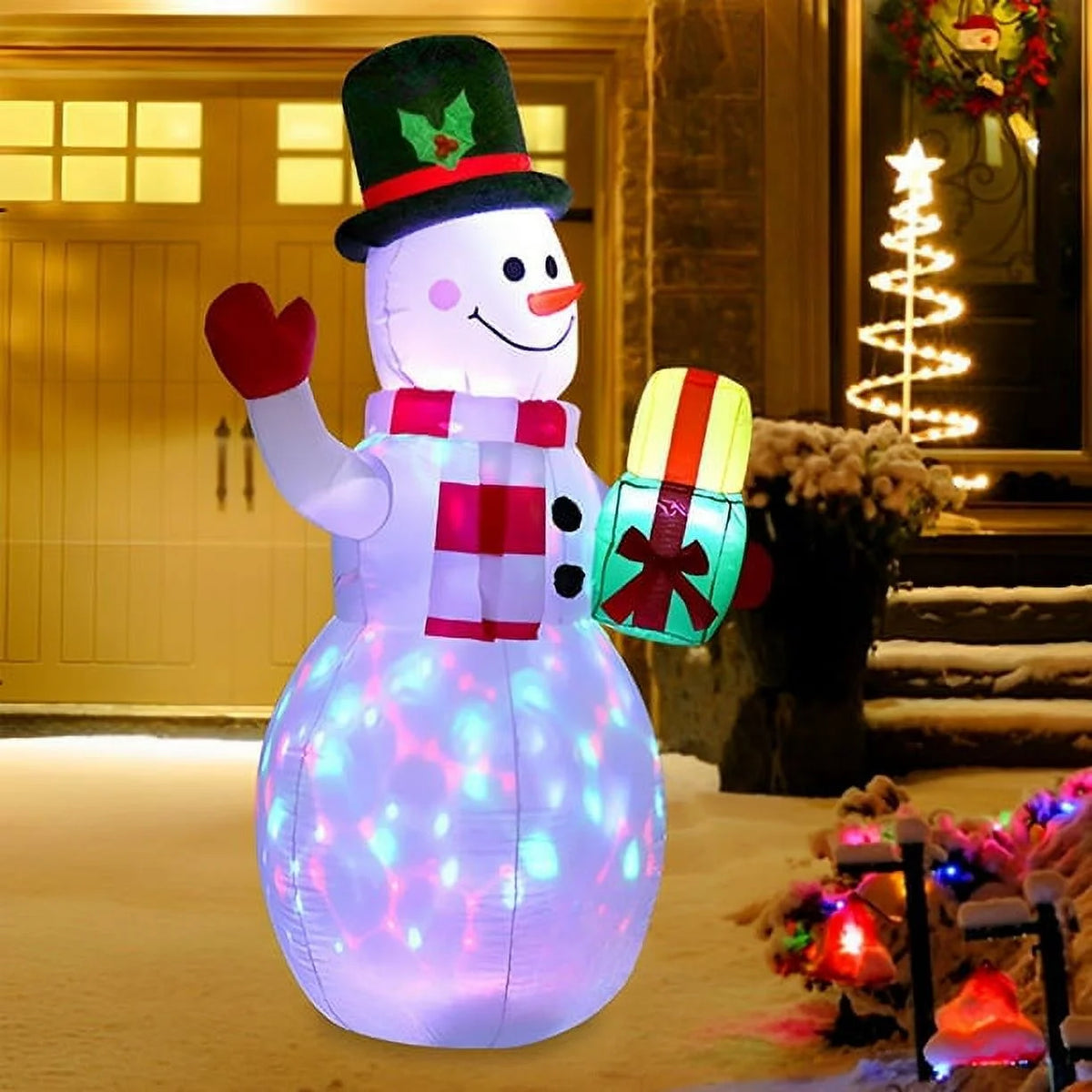 Snowman Christmas Inflatables with Rotating LED Lights R403