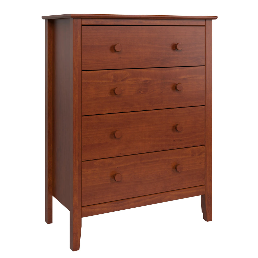 Solid Wood Four Drawer Chest of Dressers Pecan W3300