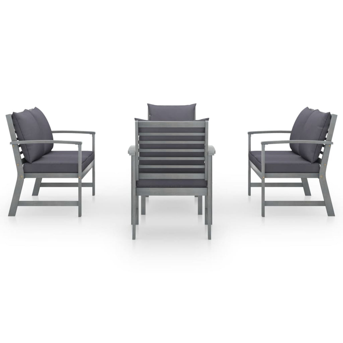 5 Piece Dark Gray Cushioned Outdoor Conversation Set with Coffee Table J687483