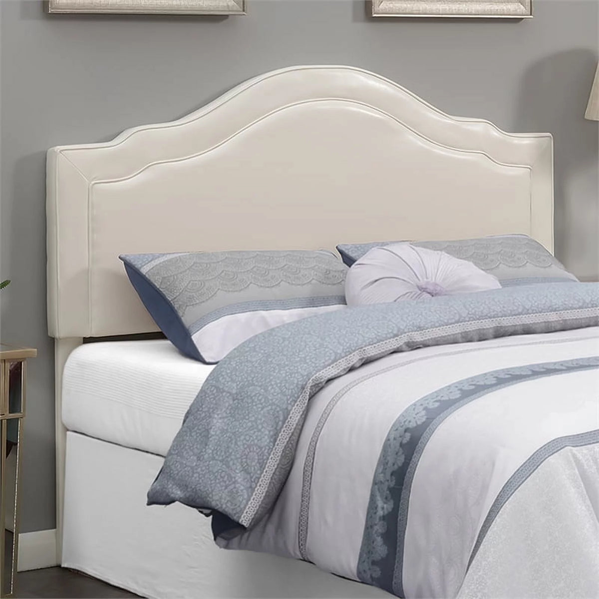 Cream Faux Leather Queen Headboard Y6608