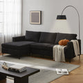96" 3-Seat Sectional Sofa with Chaise Black I390