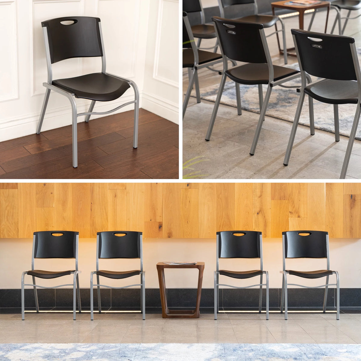 Black Plastic Stacking Chair 4 Pack Y840160