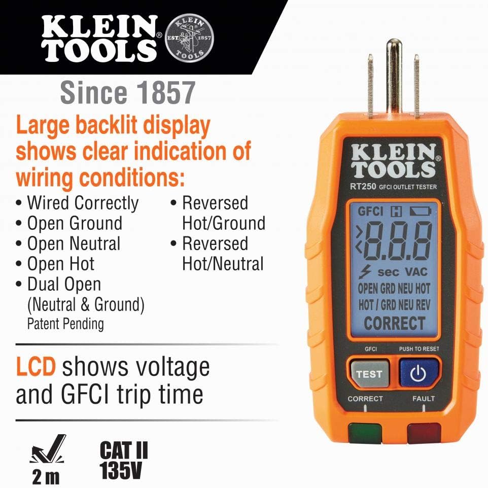 Digital Multimeter Electrical Test Kit with Non-Contact Voltage Tester, Receptacle Tester, Test Leads, Pack of 2 B9842