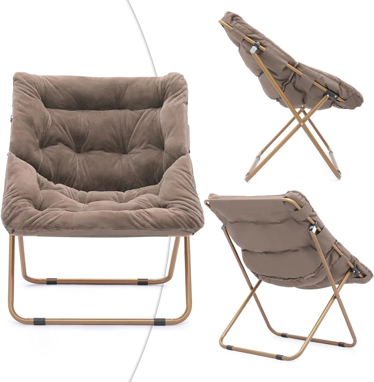 Oversized Foldable Beige Saucer Chair W17051