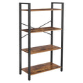 Rustic Brown and Black 4 Tier Wood and Metal Bookcase V655878