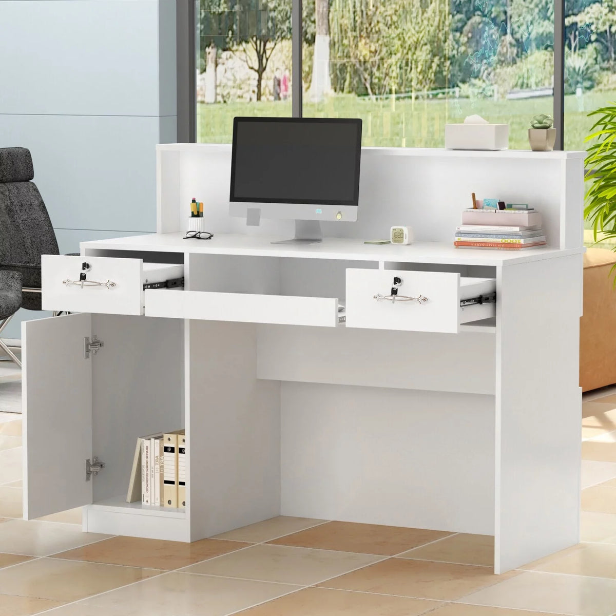 Rectangular Wood Reception Desk X7486