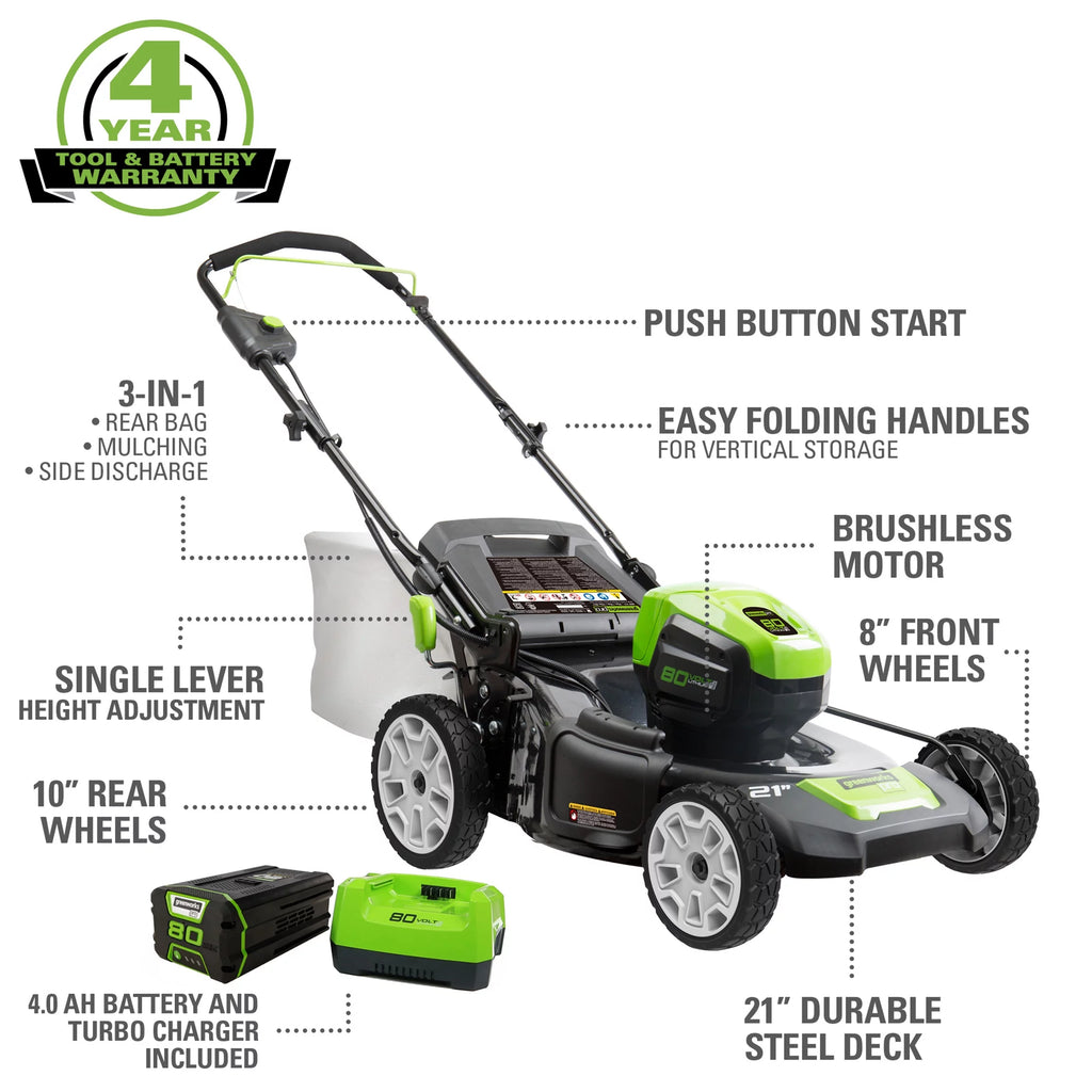 80V 21 Push Mower with 4Ah Battery & Charger E3072