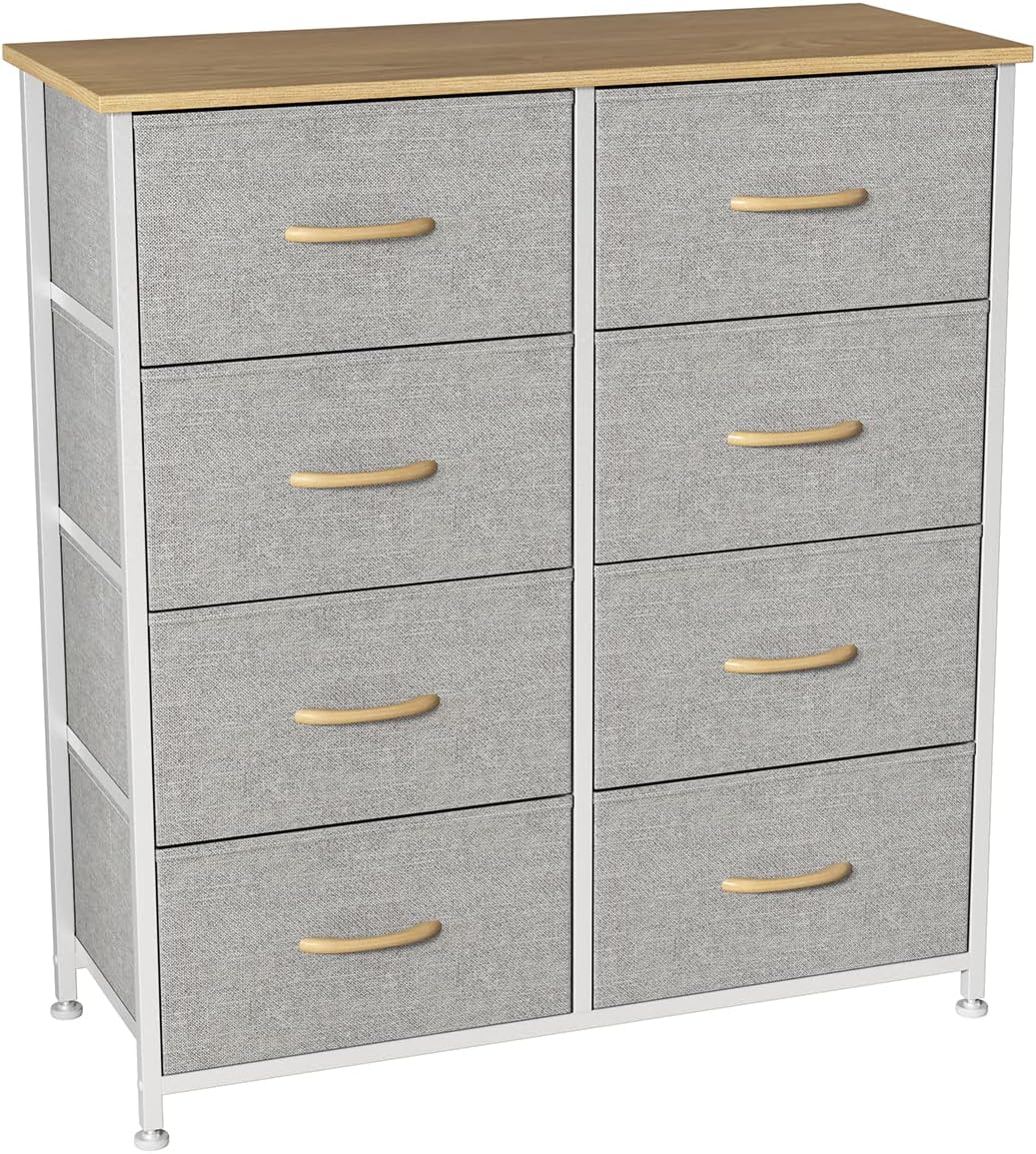Charcoal Gray/Black 8 Drawer Fabric Dresser P529240