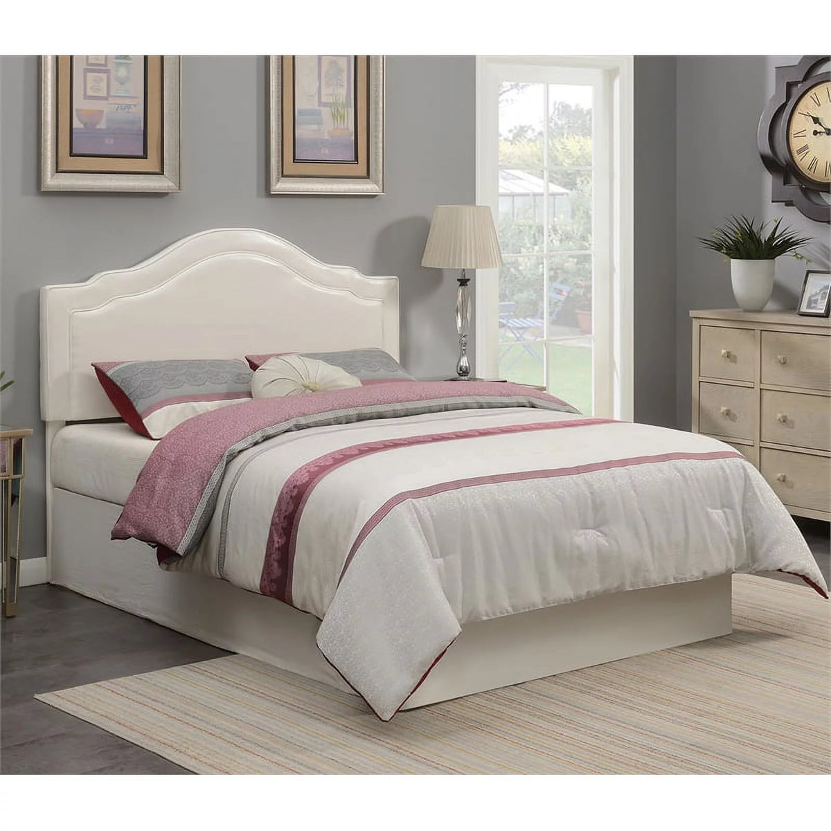 Cream Faux Leather Queen Headboard Y6608