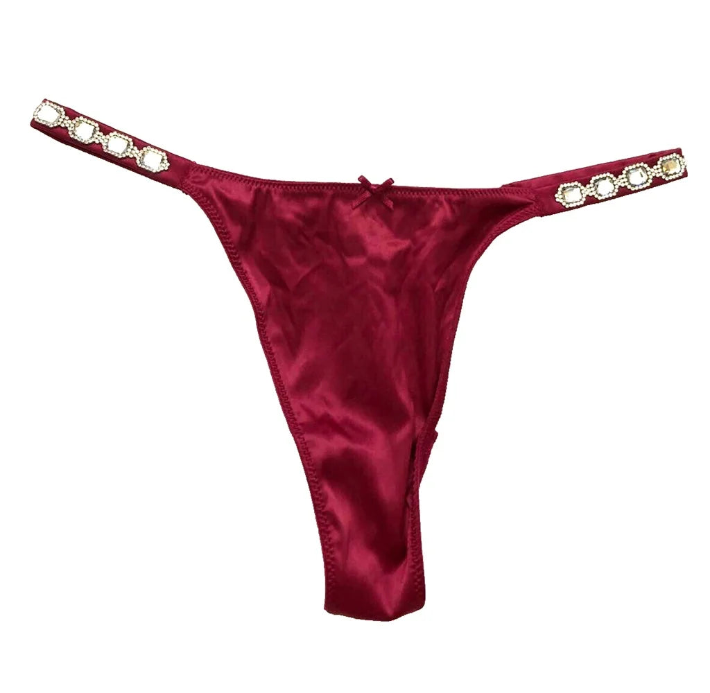 Satin Thong Panty Claret Red X-Small C15653