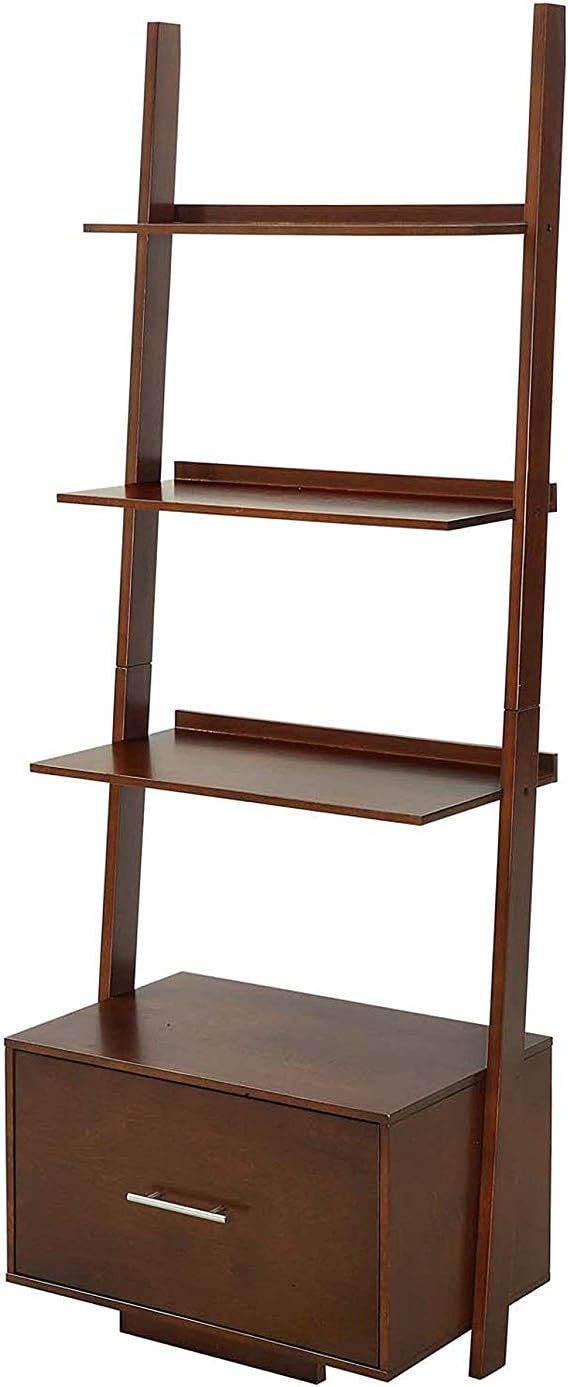 Gray Ladder Bookcase with File Drawer P522