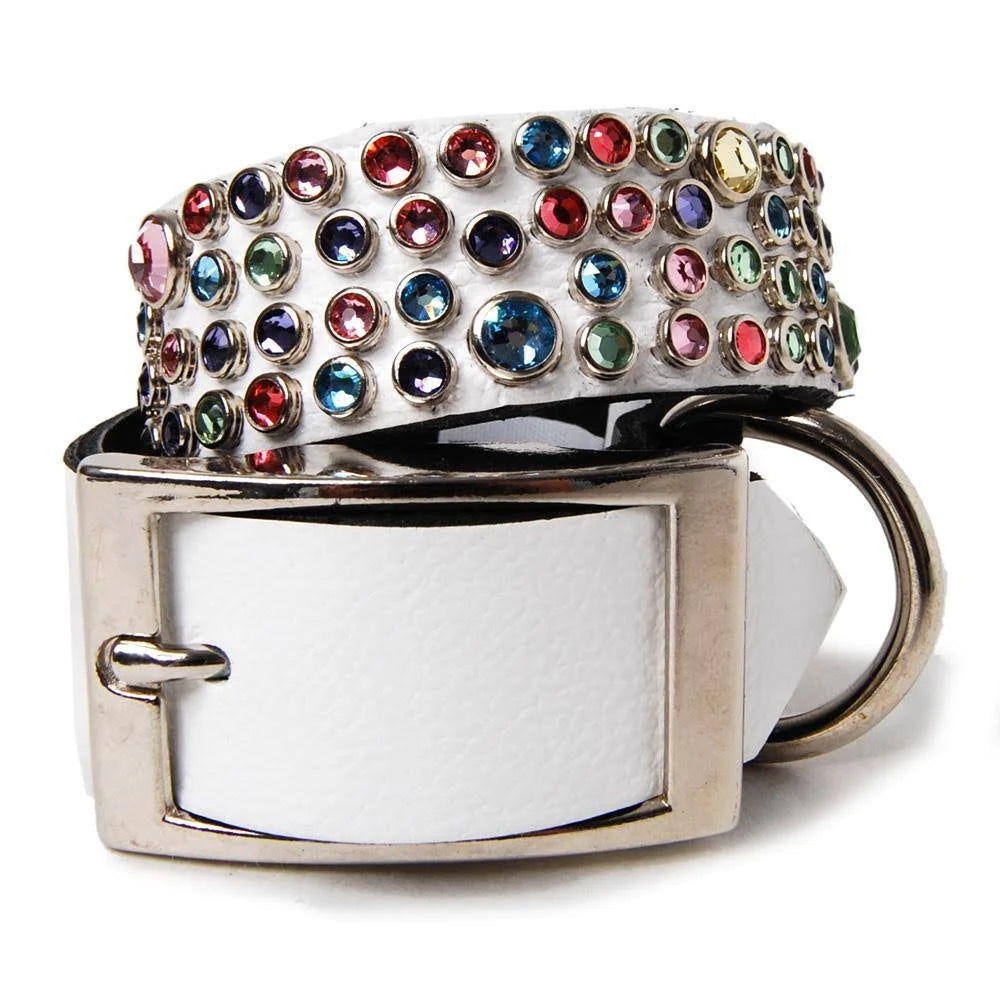 White Leather Dog Collar Size 16 R350