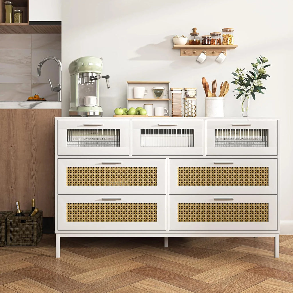 7 Drawer Rattan Wood Dresser J8854