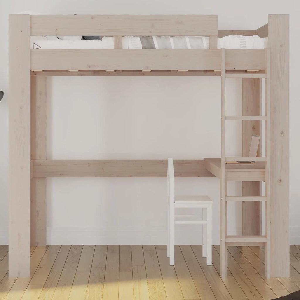 Twin Solid Wood Loft Bed with Desk R1161