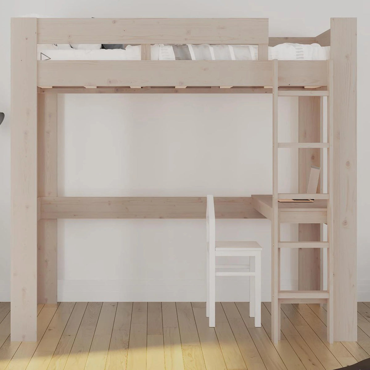Twin Solid Wood Loft Bed with Desk R1161