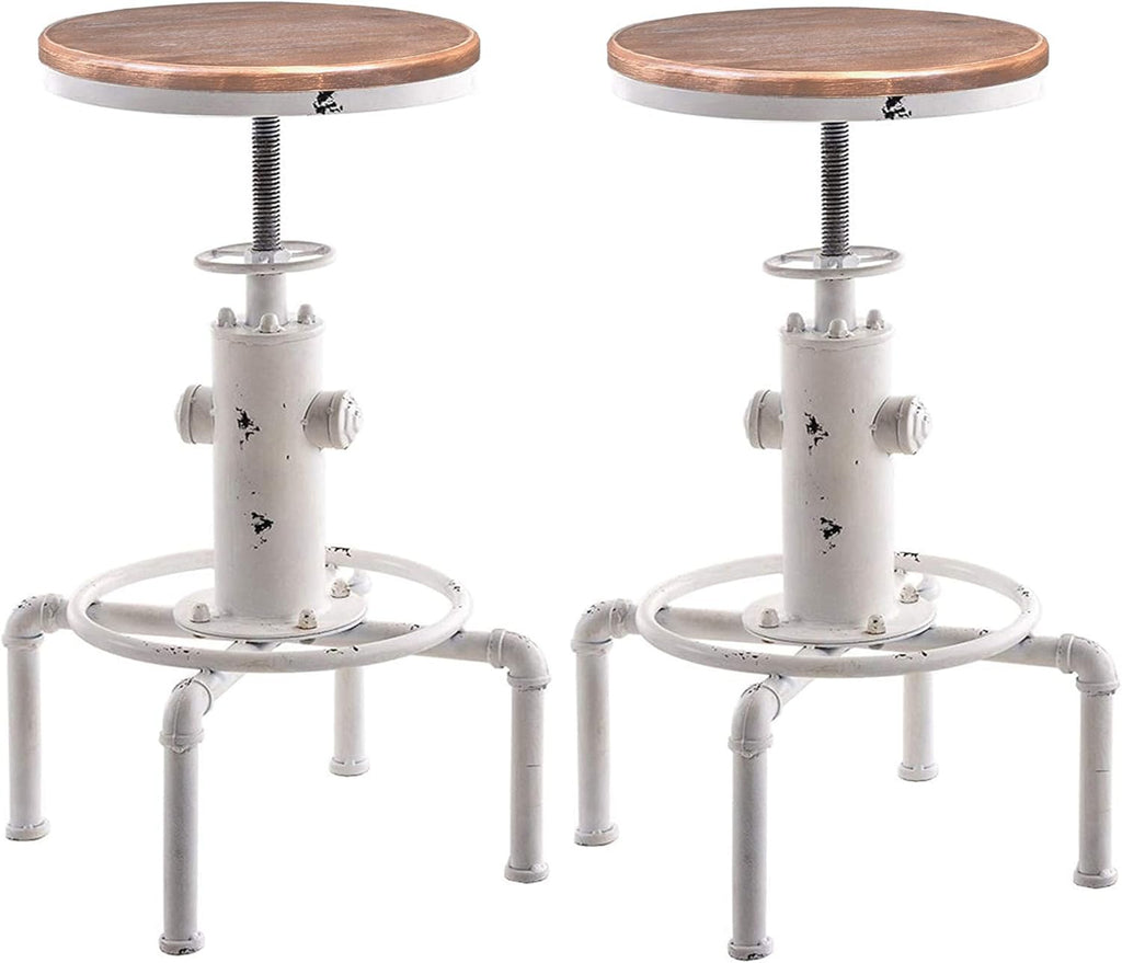 Red Bronze Solid Wood Industrial Bar Stool Set of 2 U536