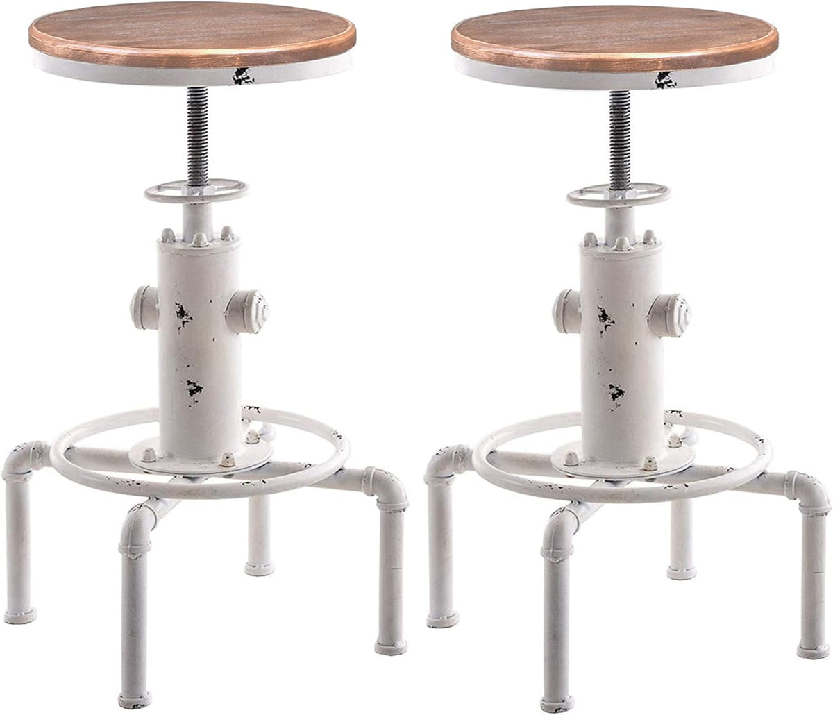 Red Bronze Solid Wood Industrial Bar Stool Set of 2 U536