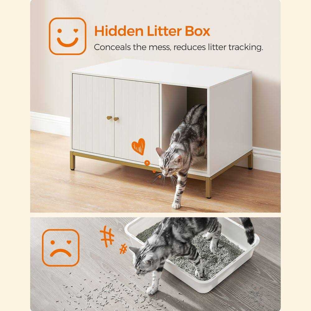 Modern Cat Litter Box Enclosure with Scratching Mat N1872