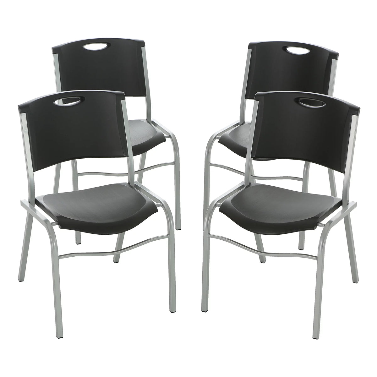 Black Plastic Stacking Chair 4 Pack Y840160