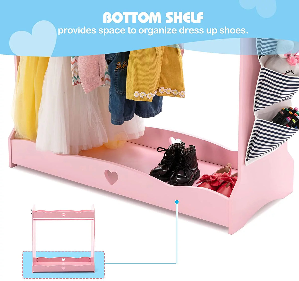 Kids Dress Up Storage Armoire Closet with Mirror U995