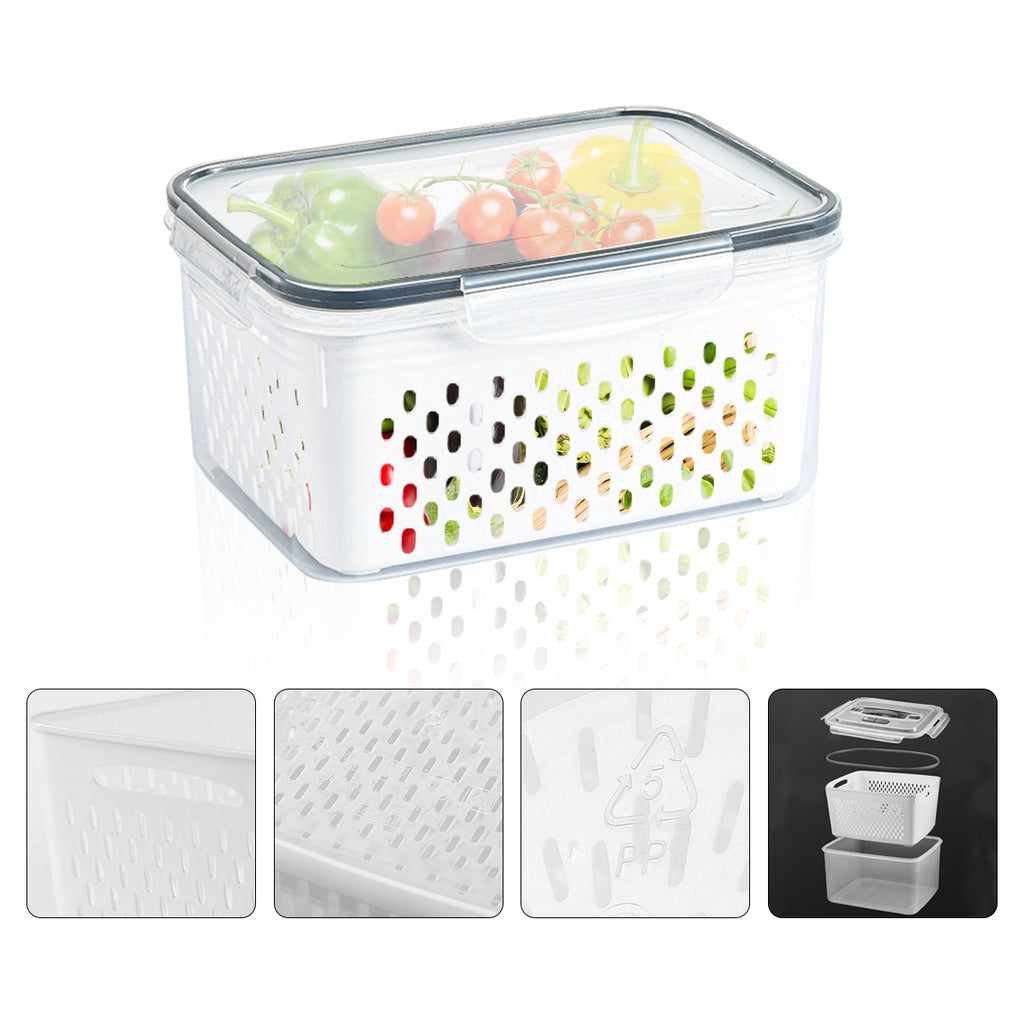 3 Pack Refrigerator Organizer Food Containers with Lids and Drain Colanders B597448