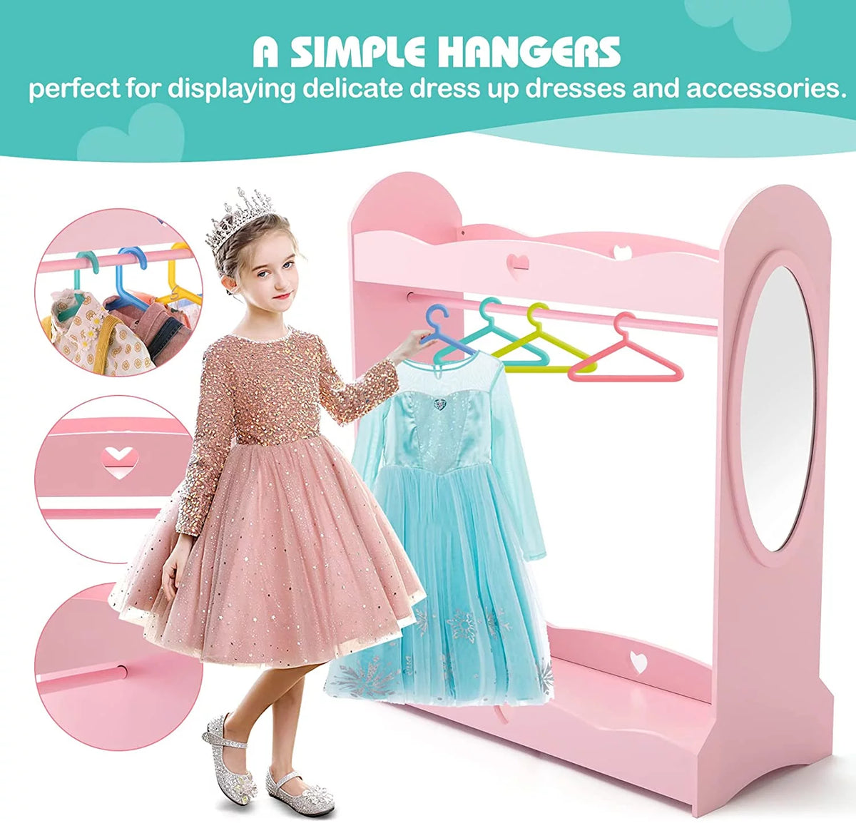Kids Dress Up Storage Armoire Closet with Mirror U995